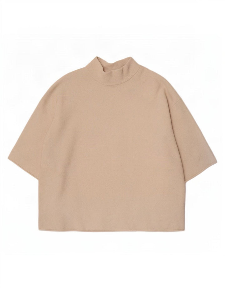 Zara Dame Oversized T-Shirt Top UK 14 Medium Off White Bomuld