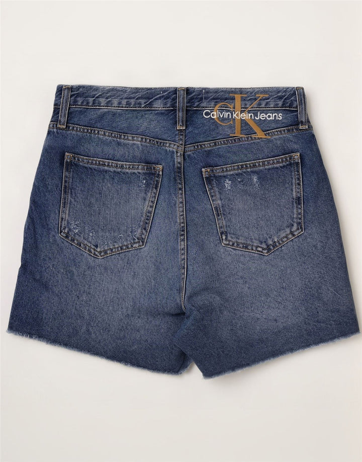 Calvin Klein Dames Distressed Denim Shorts W29 Medium Blue Cotton