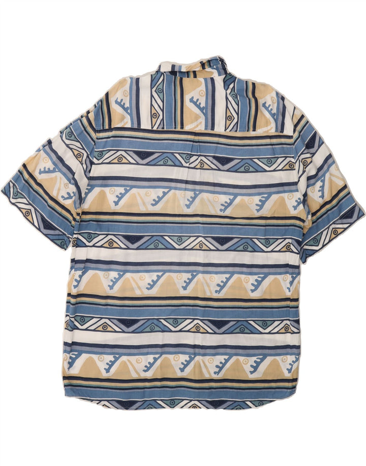 JUPITER Mens Short Sleeve Shirt Size 43 XL Blue Geometric Vintage Jupiter and Second-Hand Jupiter from Messina Hembry 