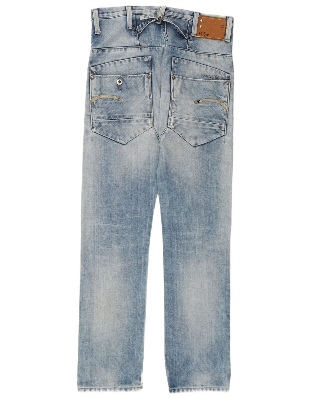 G-Star Herre 3301 Distressed Straight Jeans W30 L32 Blå Bomuld