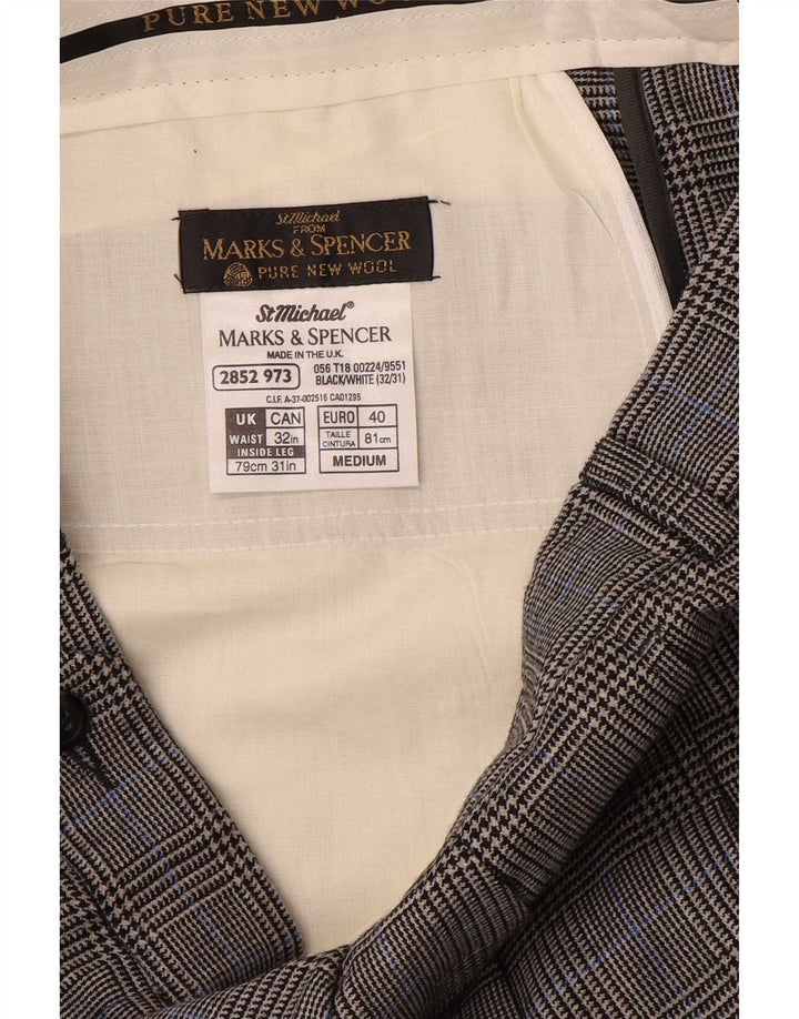 Marks & Spencer Herre St. Michael Pegged Suit Bukser W32 L31 Grå ternet