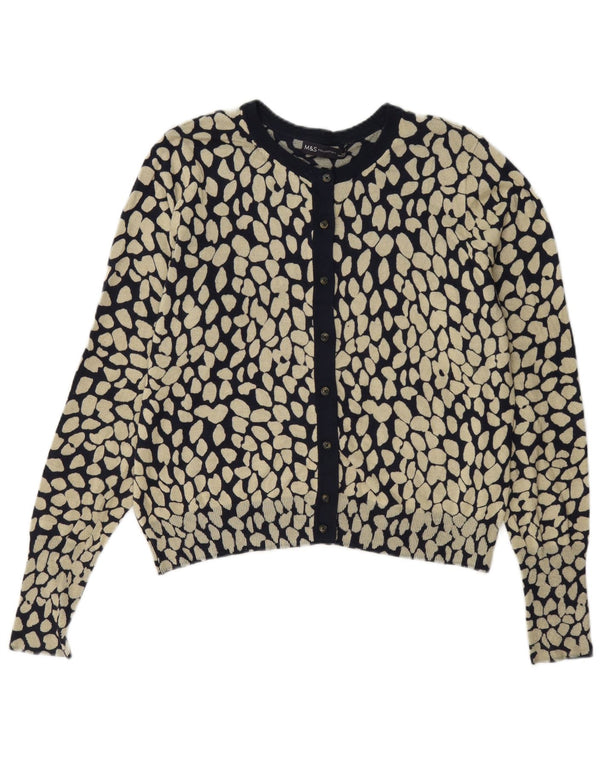 Marks & Spencer Dame Cardigan Sweater UK 14 Medium Sort Geometrisk