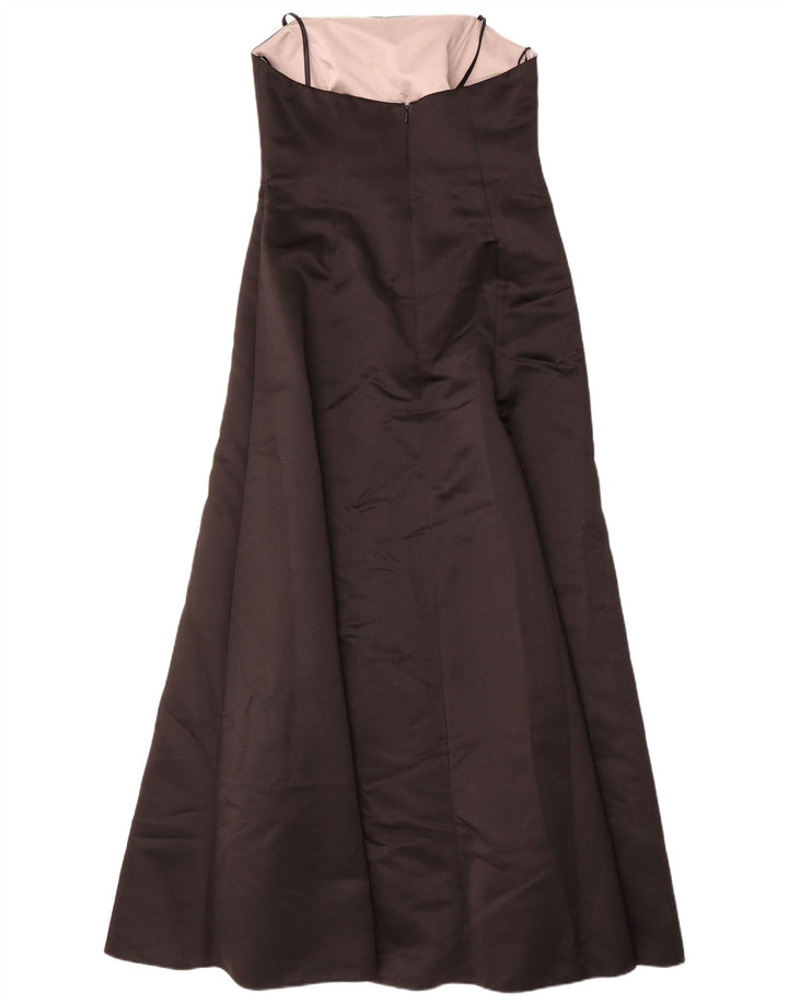 LAURA ASHLEY Dame Maxi Stropløs Kjole UK 12 Medium Sort Colourblock