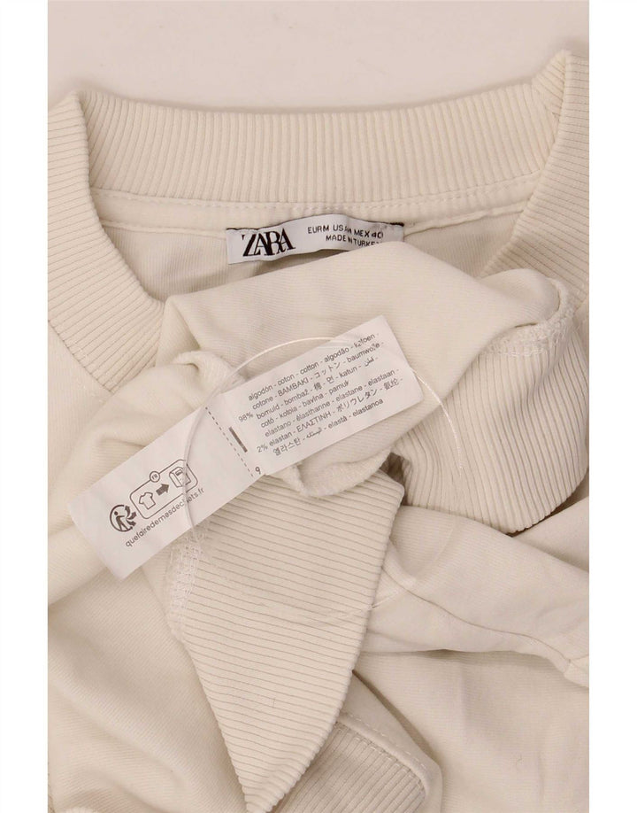 Zara Herre Oversized T-Shirt Top Medium Hvid Bomuld