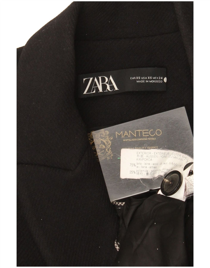 Zara Dame Overfrakke UK 6 XS Sort Uld