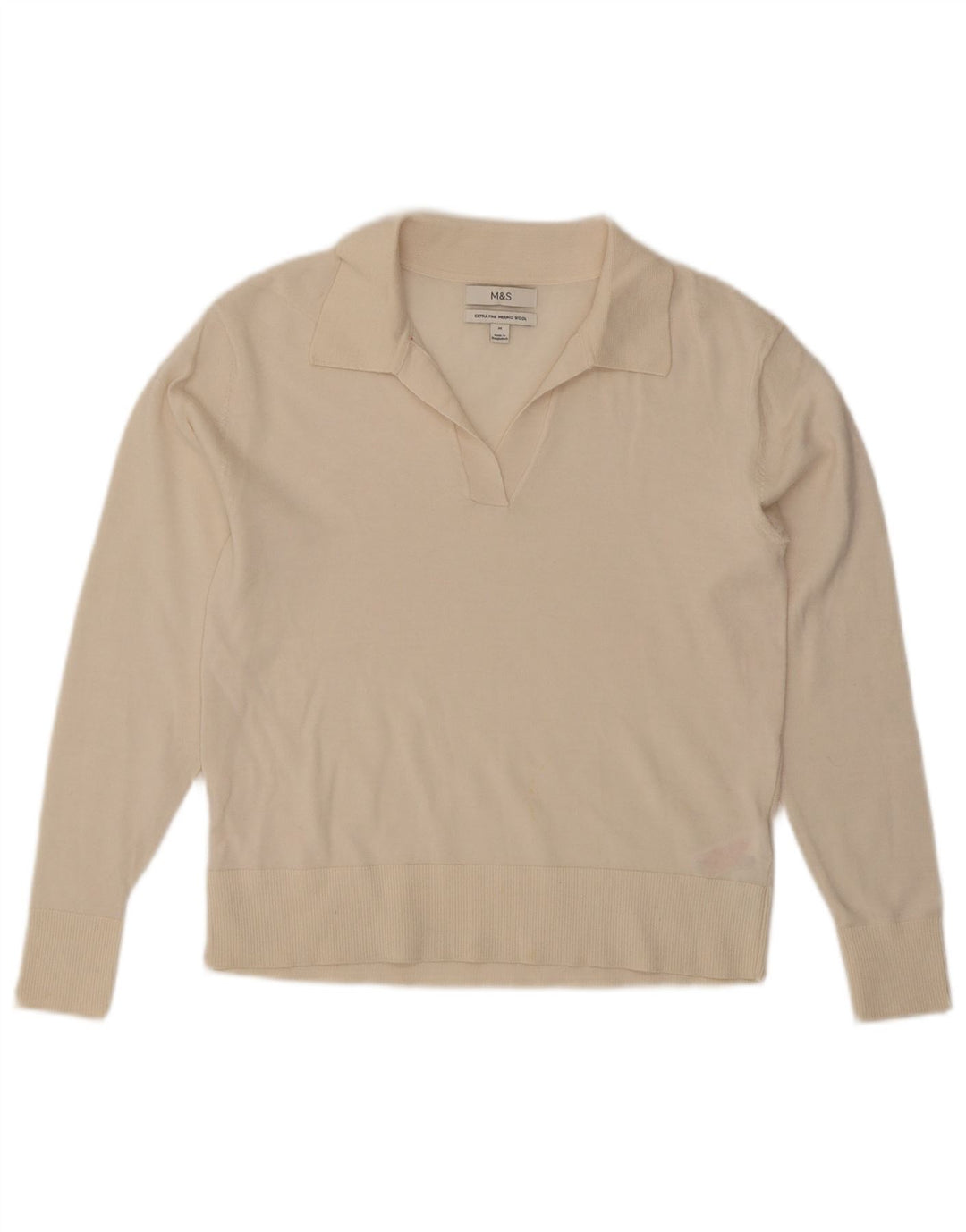 Marks & Spencer Dame Polo Neck Jumper Sweater UK 12 Medium Off White
