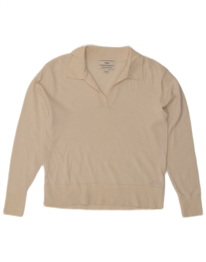 Marks & Spencer Dame Polo Neck Jumper Sweater UK 12 Medium Off White