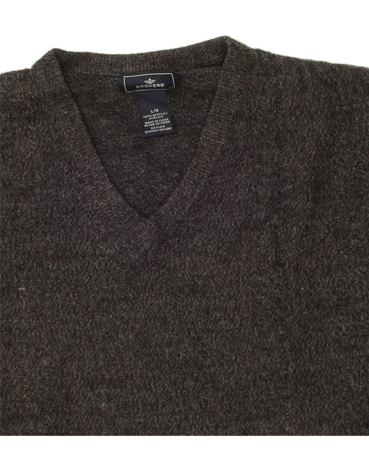 DOCKERS Mens V-Neck Jumper Sweater Large Grey Acrylic Vintage Dockers and Second-Hand Dockers from Messina Hembry 