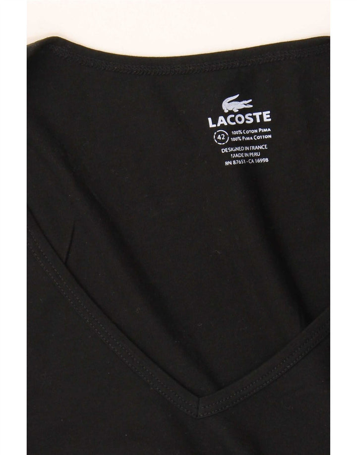Lacoste Dame T-Shirt Top Størrelse 42 Stor Sort Bomuld