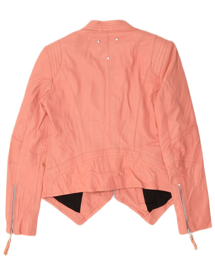 Be Edgy Womens Crop Læderjakke UK 14 Large Pink Læder