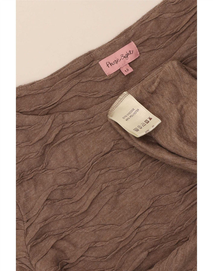 Phase Eight Womens Crop Top 3/4 ærme UK 12 Medium Brown Viscose