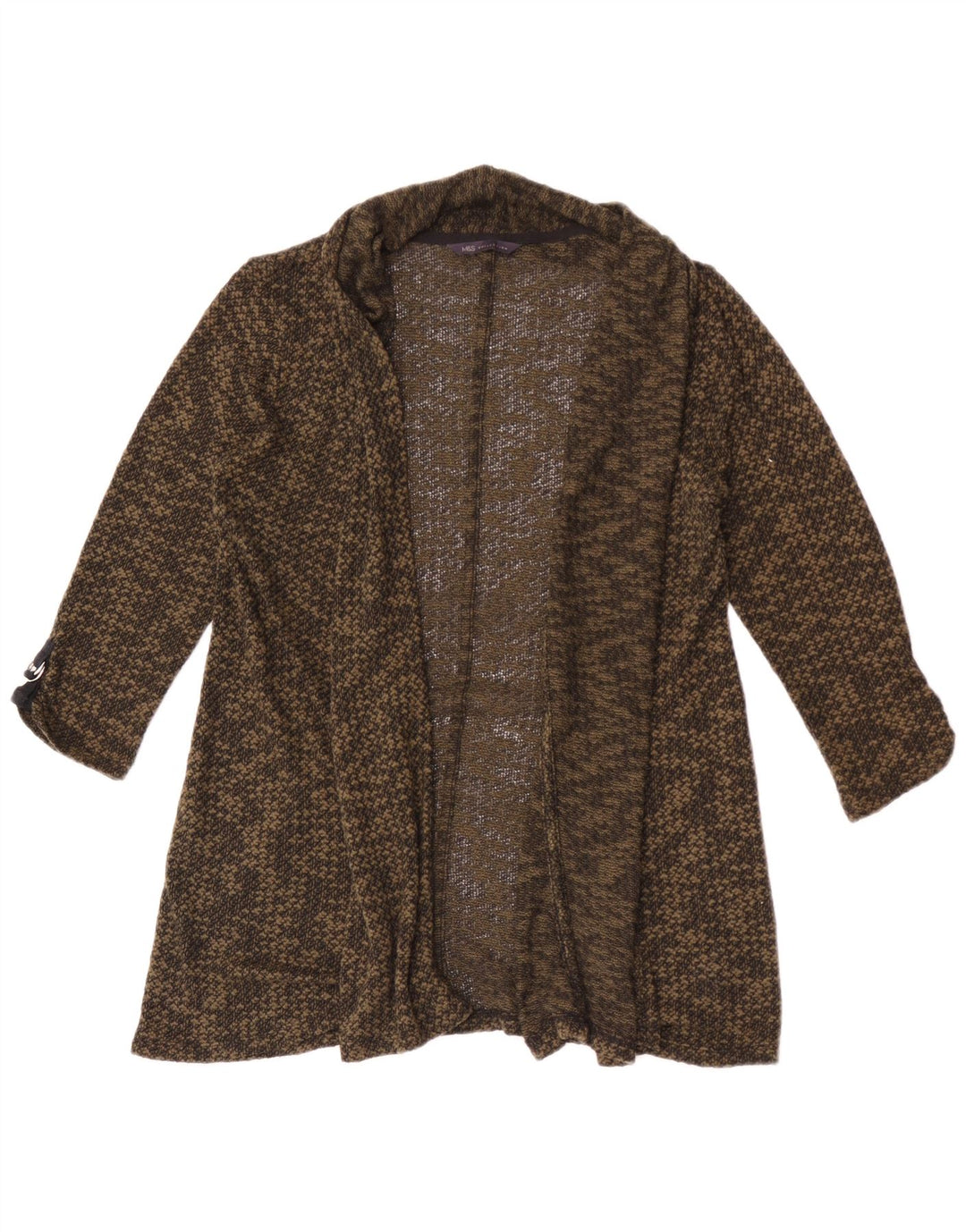 Marks & Spencer dame cardigan sweater med 3/4 ærmer UK 12 Medium Khaki