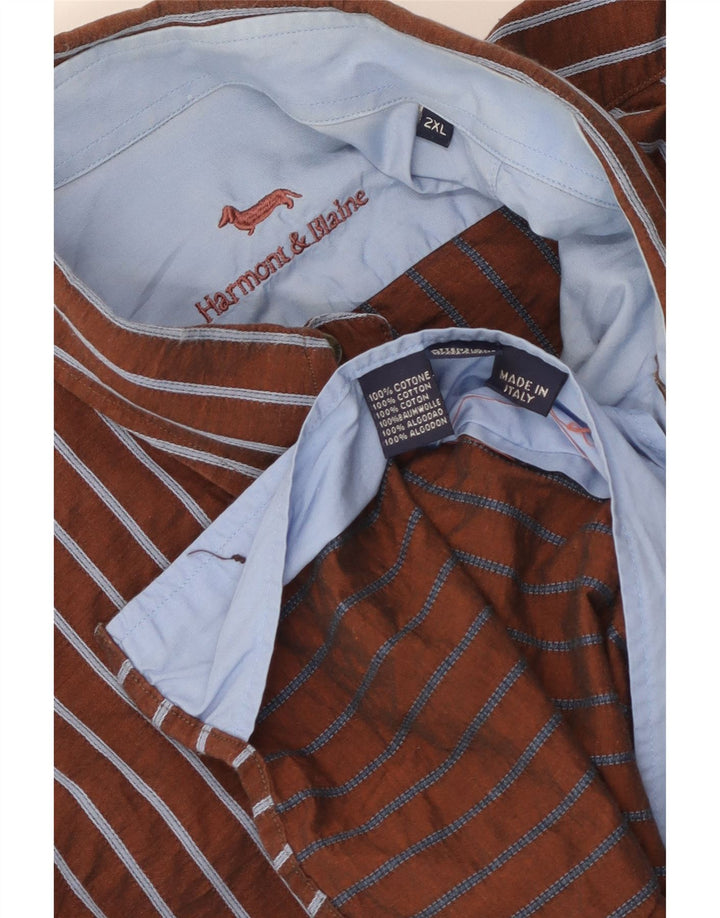Harmont & Blaine herreskjorte 2XL brunstribet bomuld