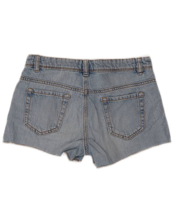 Benetton Girls Denim Shorts 15-16 Years XL W28 Blue Floral