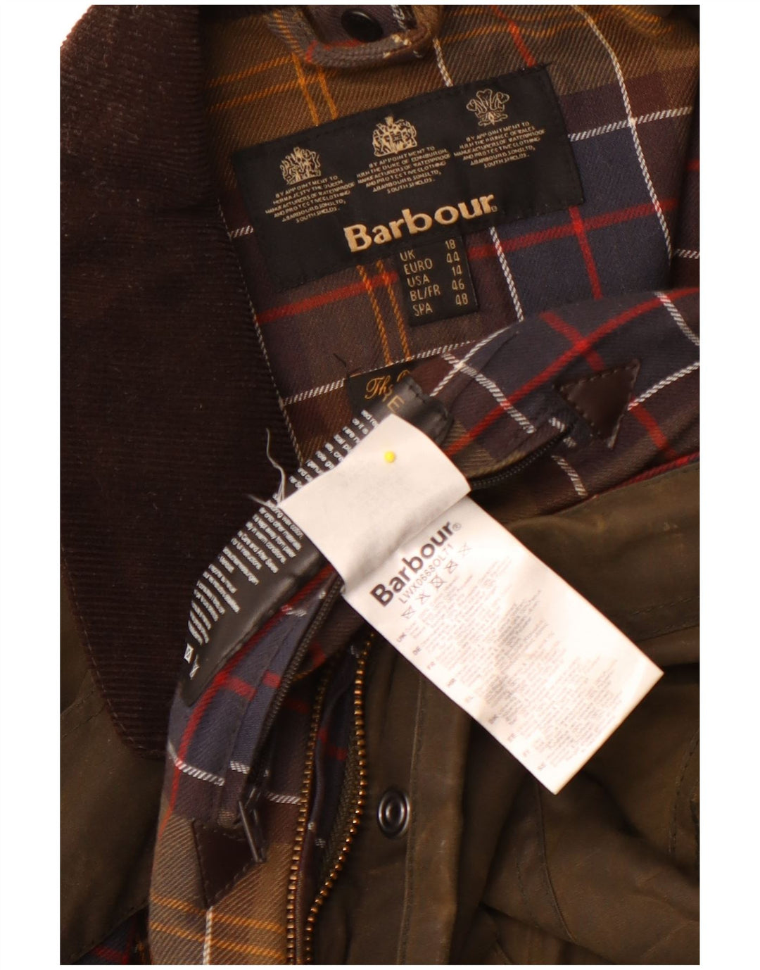 Barbour Vokset bomuldsjakke til kvinder UK 18 XL Khaki Bomuld