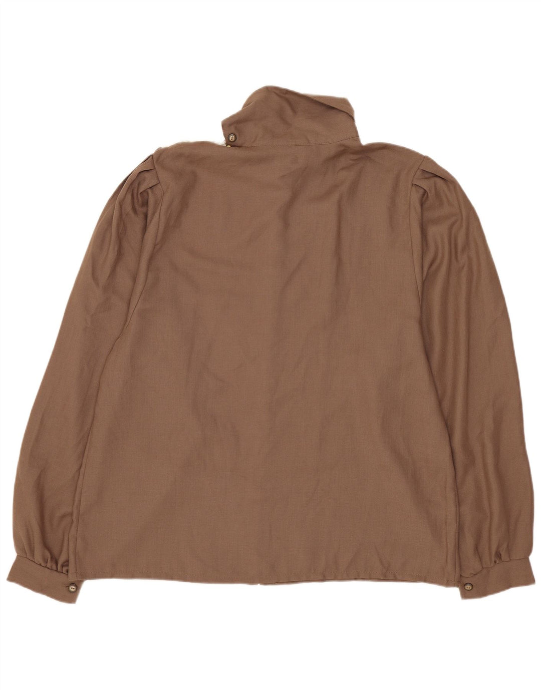 Vintage Dame Langærmet Bluse Top EU 44 XL Brun Colourblock Polyester