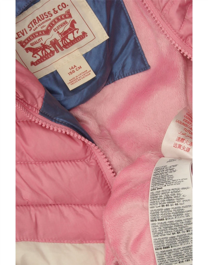 Levi's Piger Polstret Hættejakke 13-14 år Blå Colourblock Polyester