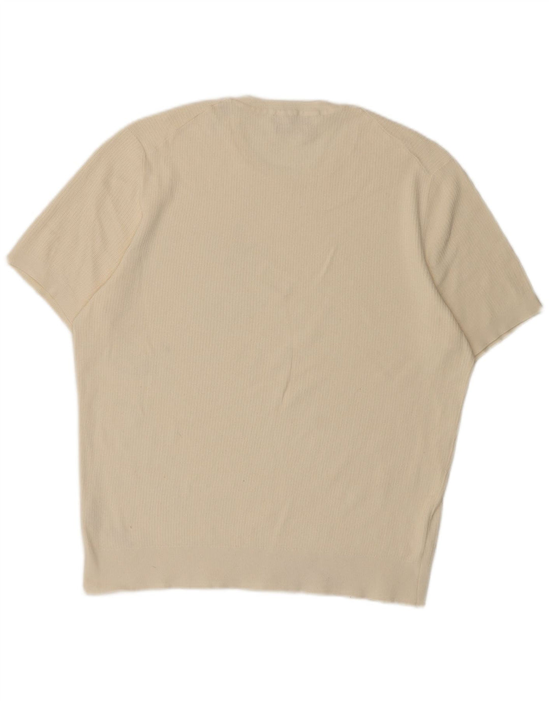 Massimo Dutti Herre Kortærmet T-Shirt Top Stor Hvid Bomuld