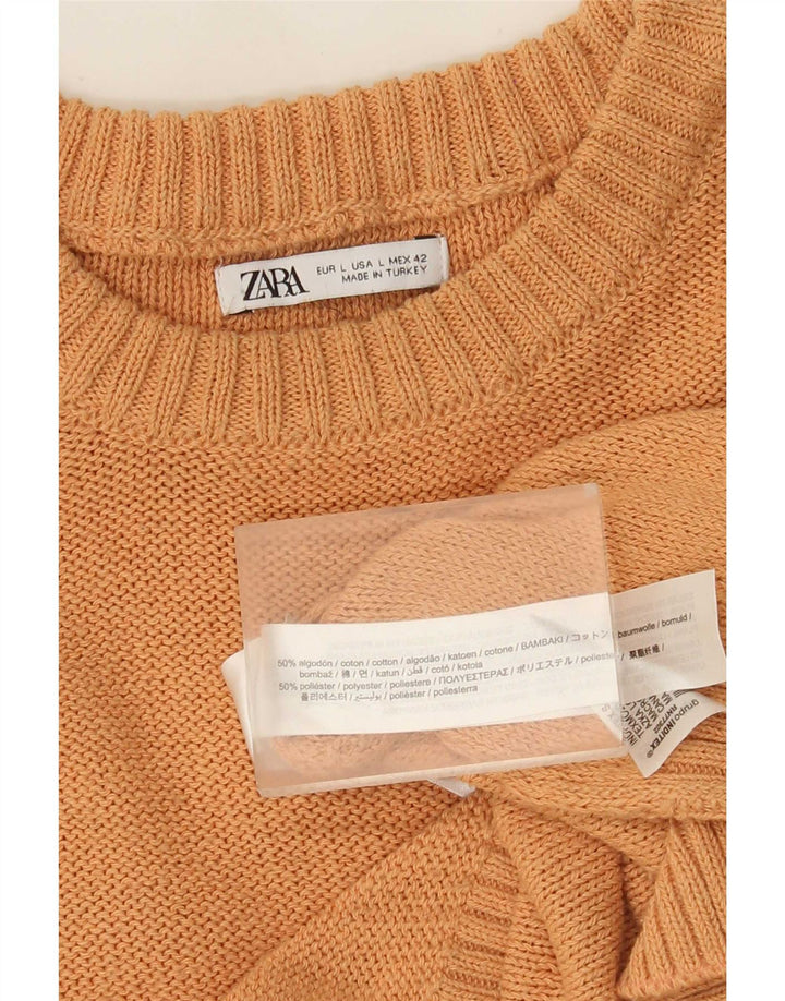 Zara Herre trøje med rund hals, stor orange bomuld