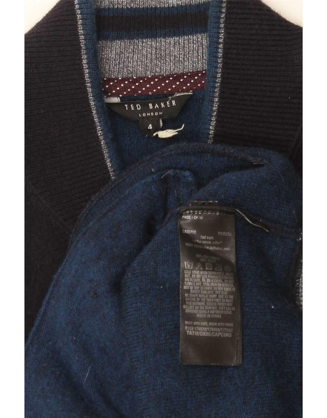 Ted Baker Herre Cardigan Sweater Størrelse 4 Large Navy Blue Polyamide