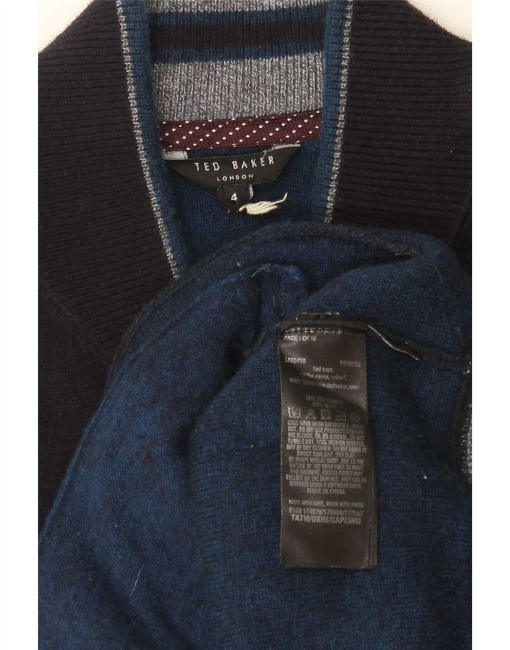 Ted Baker Herre Cardigan Sweater Størrelse 4 Large Navy Blue Polyamide
