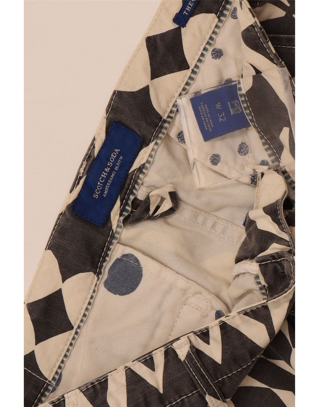 Scotch & Soda Herre Chino Shorts W32 Medium Sort Geometrisk