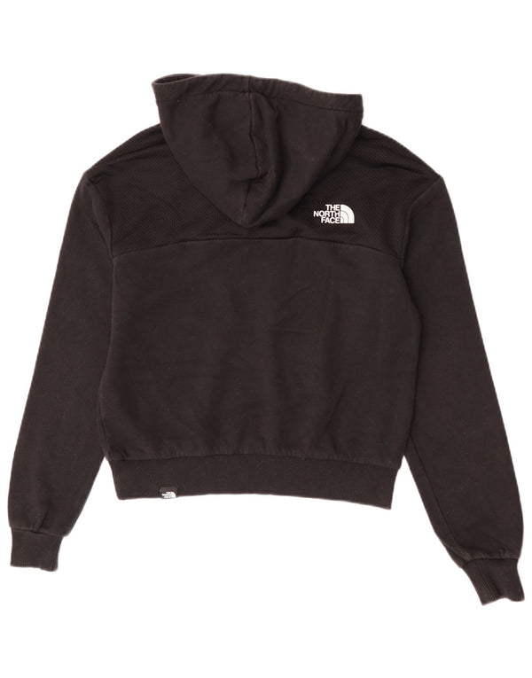 The North Face Dame Crop Hoodie Jumper UK 12 Medium Sort Bomuld