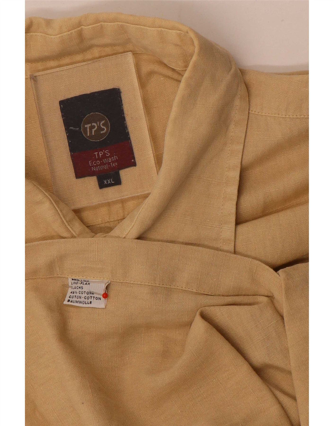 Vintage kortærmet herreskjorte 2XL beige hør