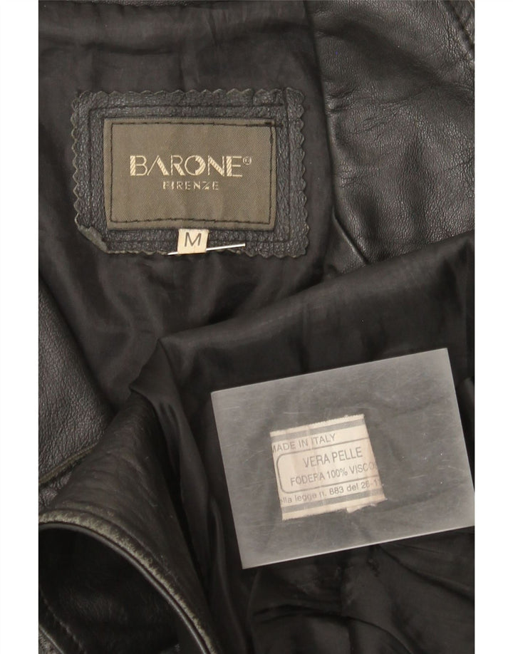 Barone Dame Læderfrakke UK 12 Medium Sort Læder