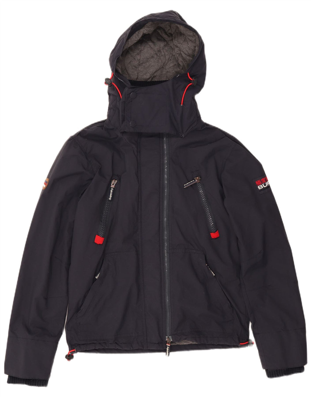 Superdry Windbreaker-jakke med hætte til mænd UK 38 Medium Navyblå nylon