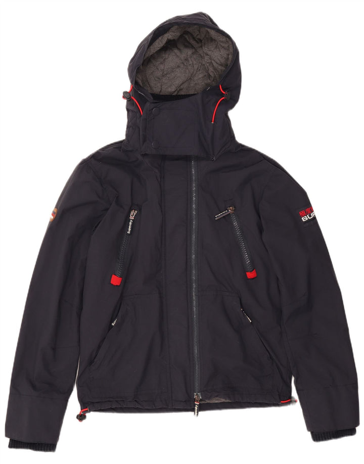 Superdry Windbreaker-jakke med hætte til mænd UK 38 Medium Navyblå nylon