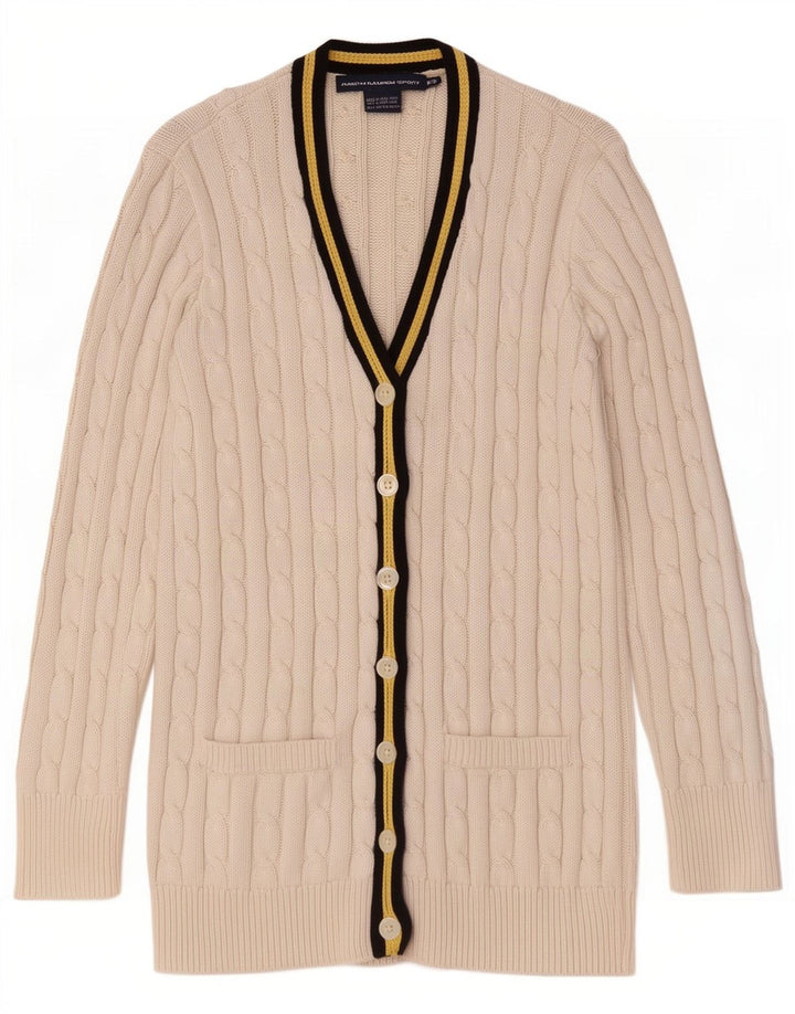 Ralph Lauren Dame Cardigan Sweater UK 14 Medium White Bomuld