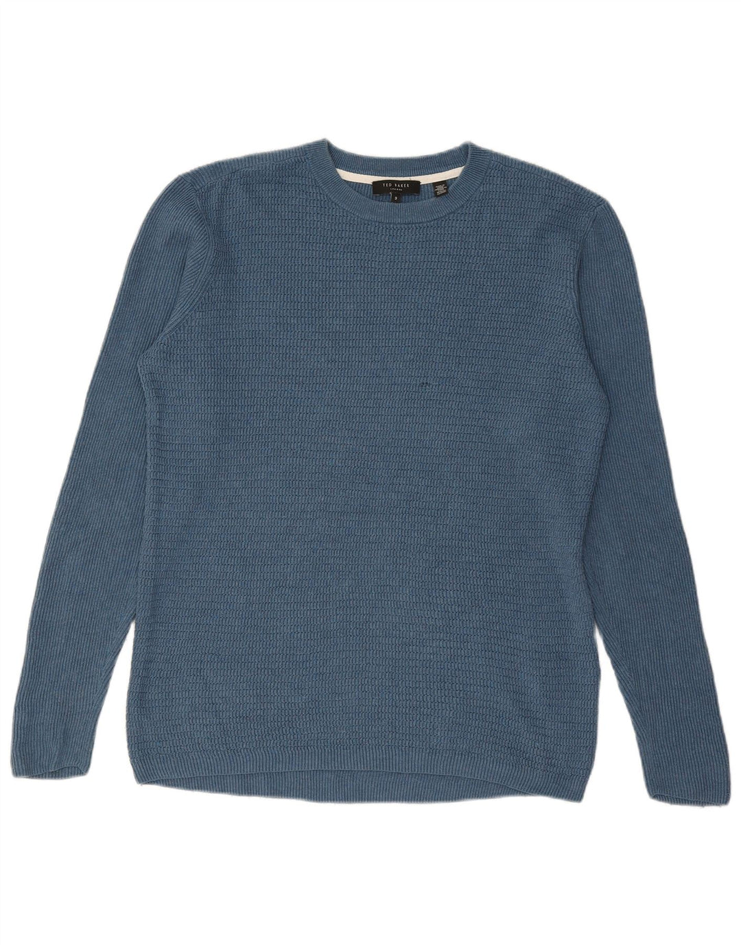 Ted Baker Herre Crew Neck Jumper Sweater Størrelse 3 Medium Blue Cotton