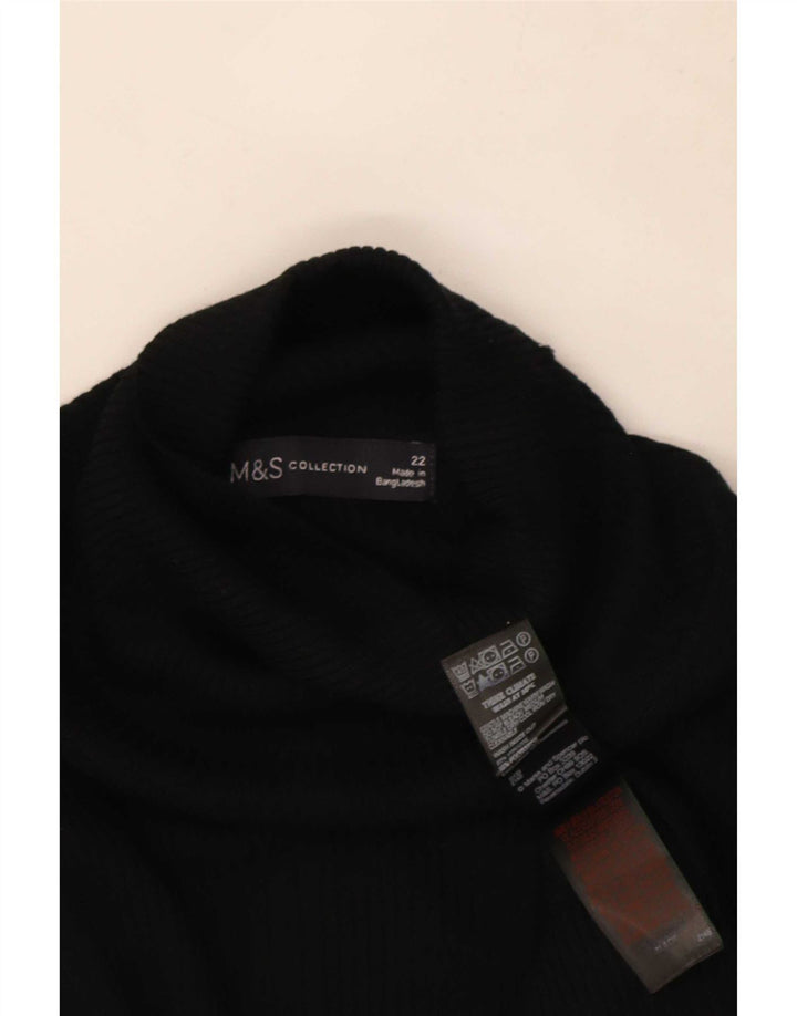 Marks & Spencer Dame Roll Neck Jumper Sweater UK 22 3XL Sort Viscose