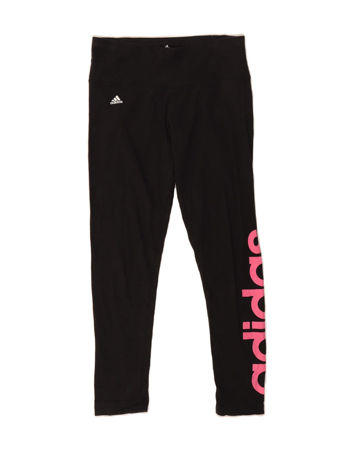 ADIDAS Womens Climalite Graphic Leggings UK 8/10 Small Black Vintage Adidas and Second-Hand Adidas from Messina Hembry 