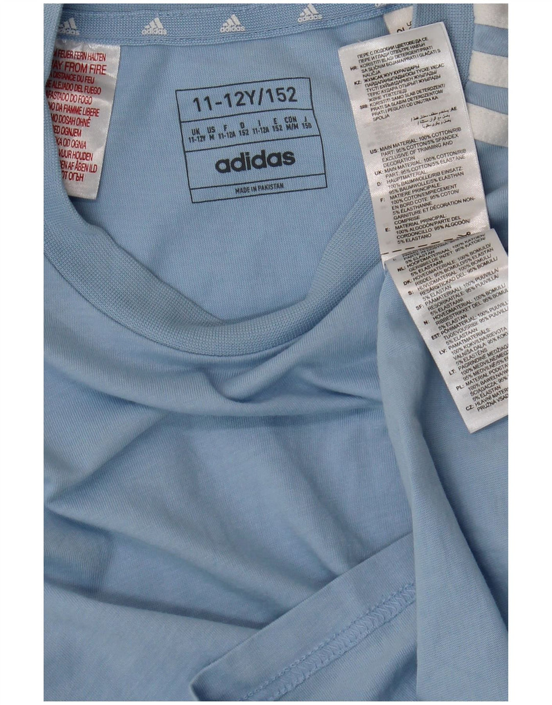 ADIDAS Drenge T-Shirt Top 11-12 År Blå Bomuld