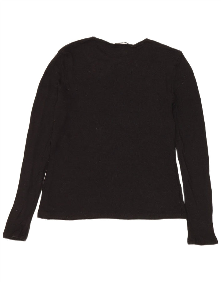 ZARA Dame Boat Neck Jumper Sweater UK 12 Medium Black Viscose