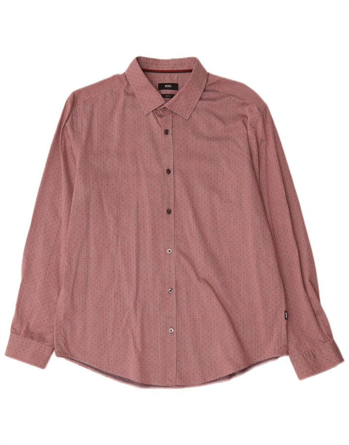 Hugo Boss herre Slim Fit skjorte XL rød plettet bomuld