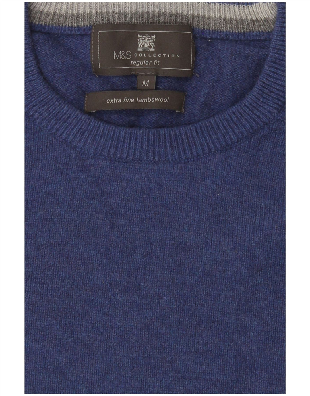 Marks & Spencer Herre Regular Fit Crew Neck sweater Medium Blue Wool