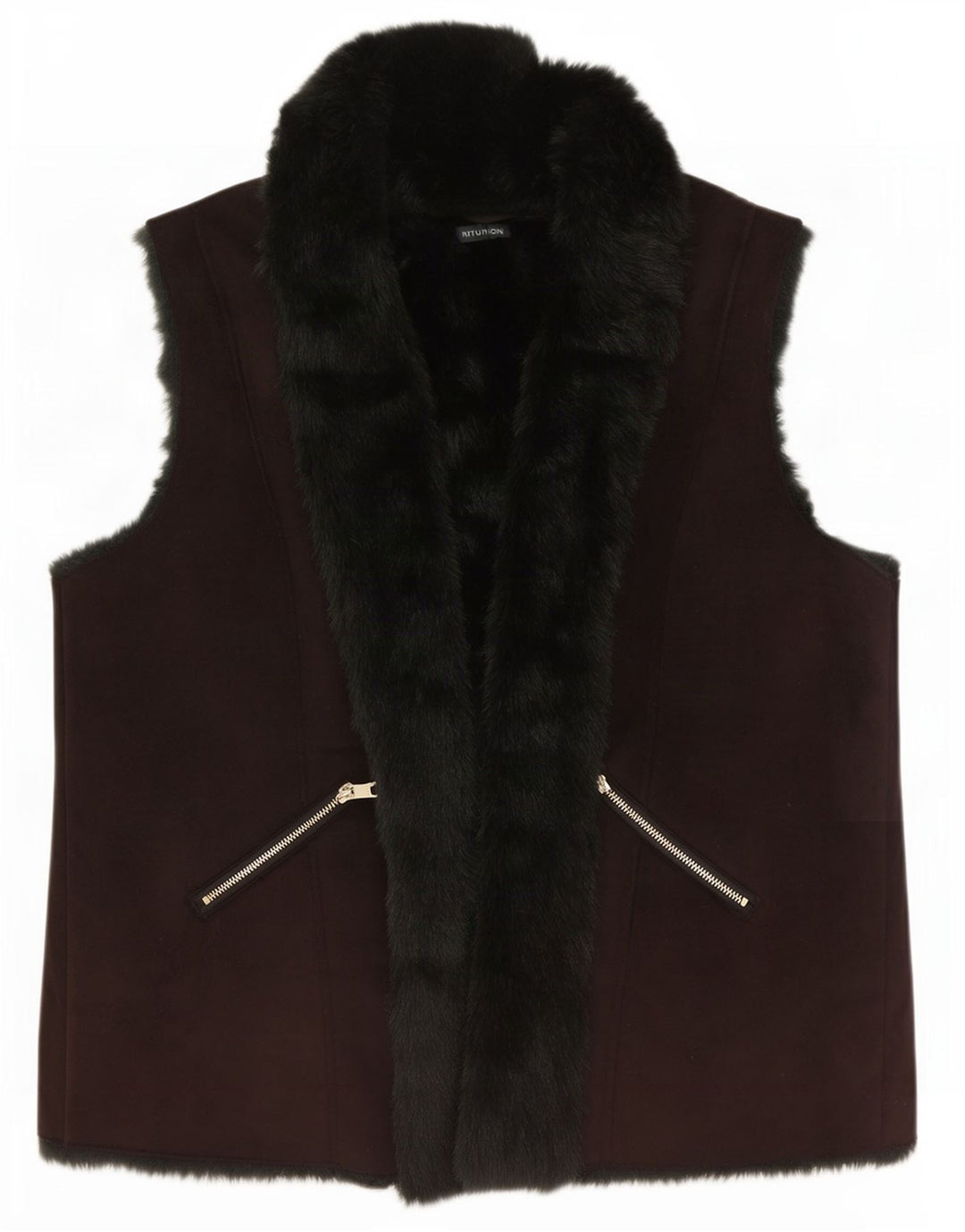 Intuition Dame Sherpa Open Gilet UK 18 XL Brun Colourblock Polyester