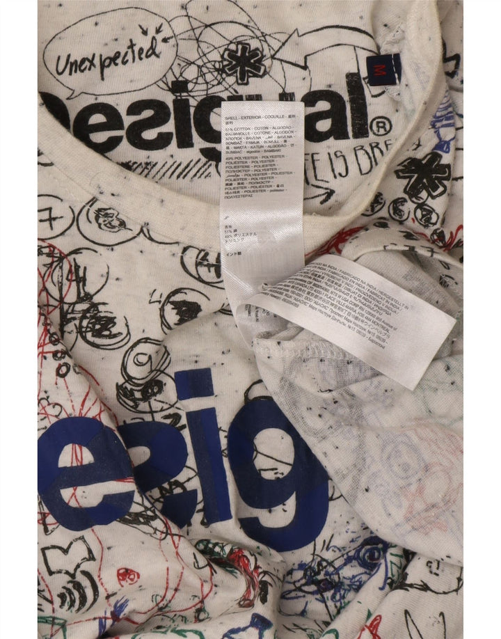 DESIGUAL Herre abstrakt mønster grafisk T-shirt top mellem hvid bomuld