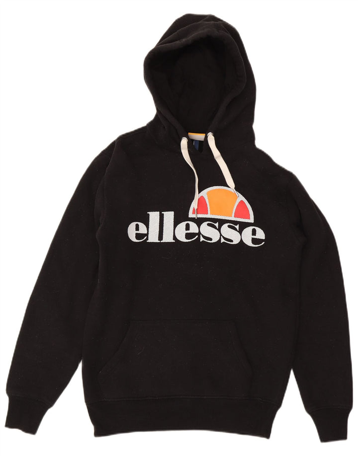Ellesse Herre grafisk hættetrøje, lille sort bomuld