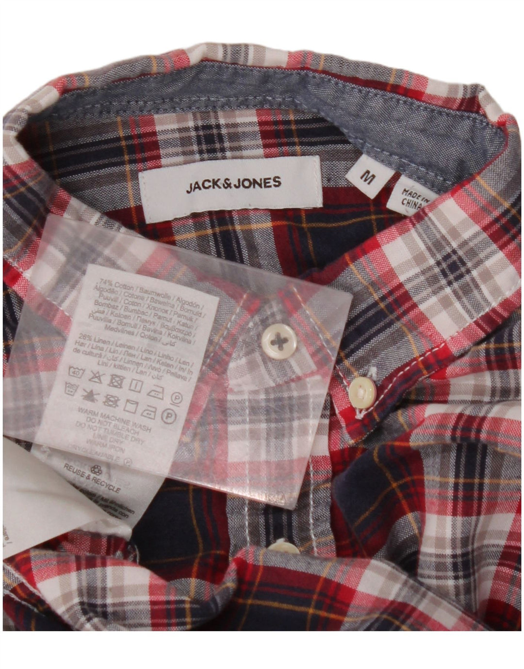 JACK & JONES Herreskjorte Medium Navyblå ternet bomuld