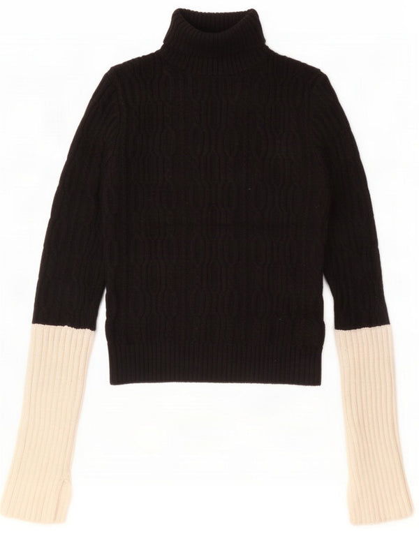 Zara Womens Crop Roll Neck sweater UK 10 Small Black Colourblock
