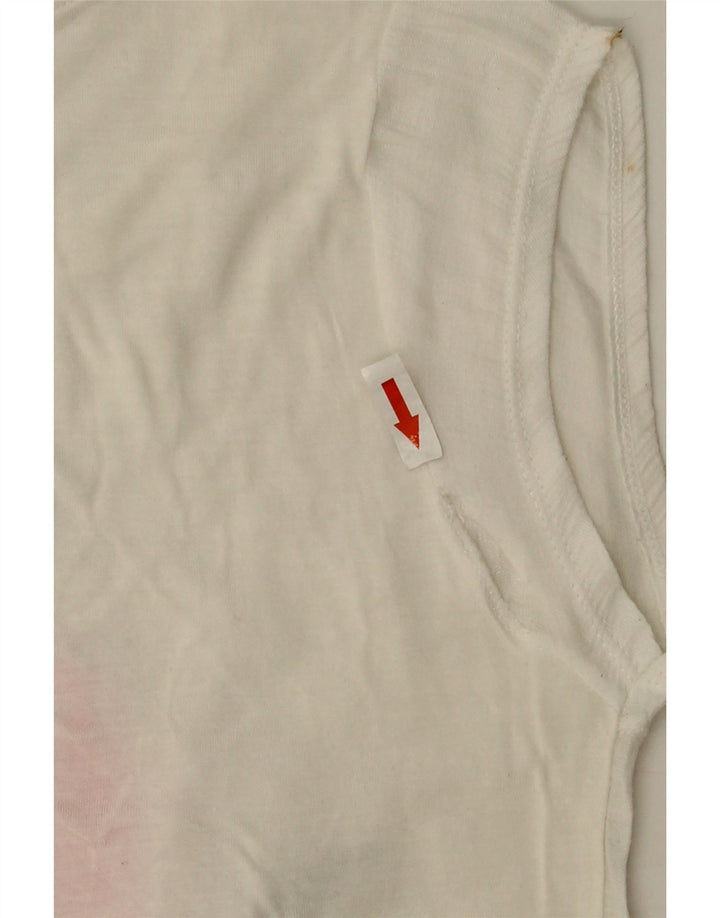 Zara Dame Grafisk T-Shirt Top UK 10 Small White