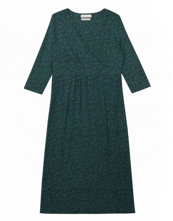 Seasalt Cornwall 3/4 ærmet maxikjole til kvinder UK 14 Medium Green Floral