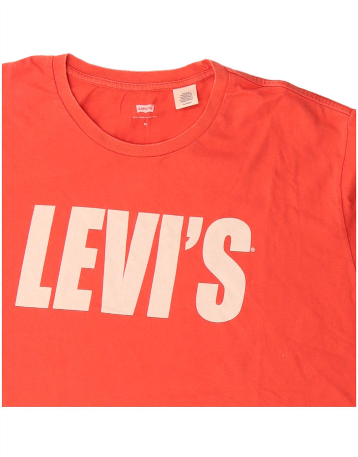 LEVI'S Herre grafisk T-shirt Top XL Rød Bomuld