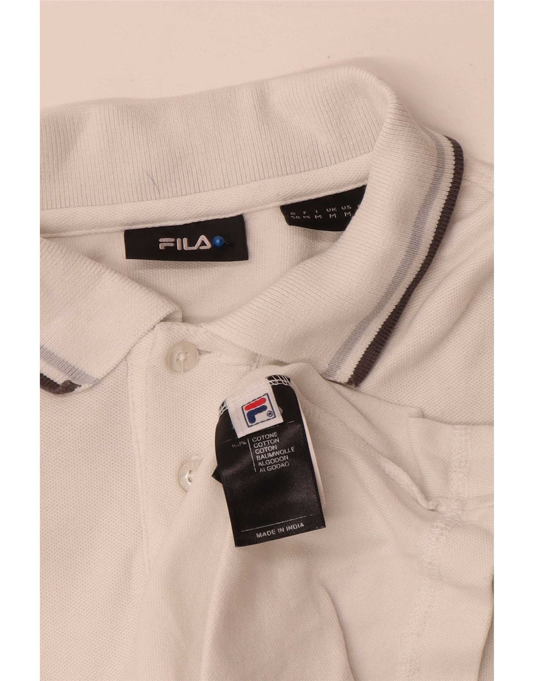 Fila Langærmet poloshirt til mænd Medium hvid stribet bomuld