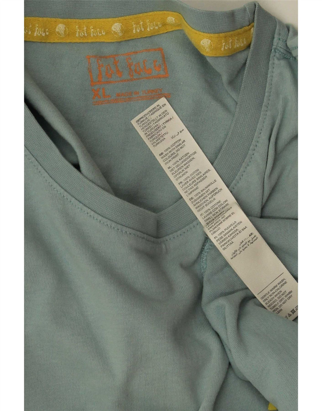 Fat Face Herre grafisk T-shirt Top XL turkis bomuld