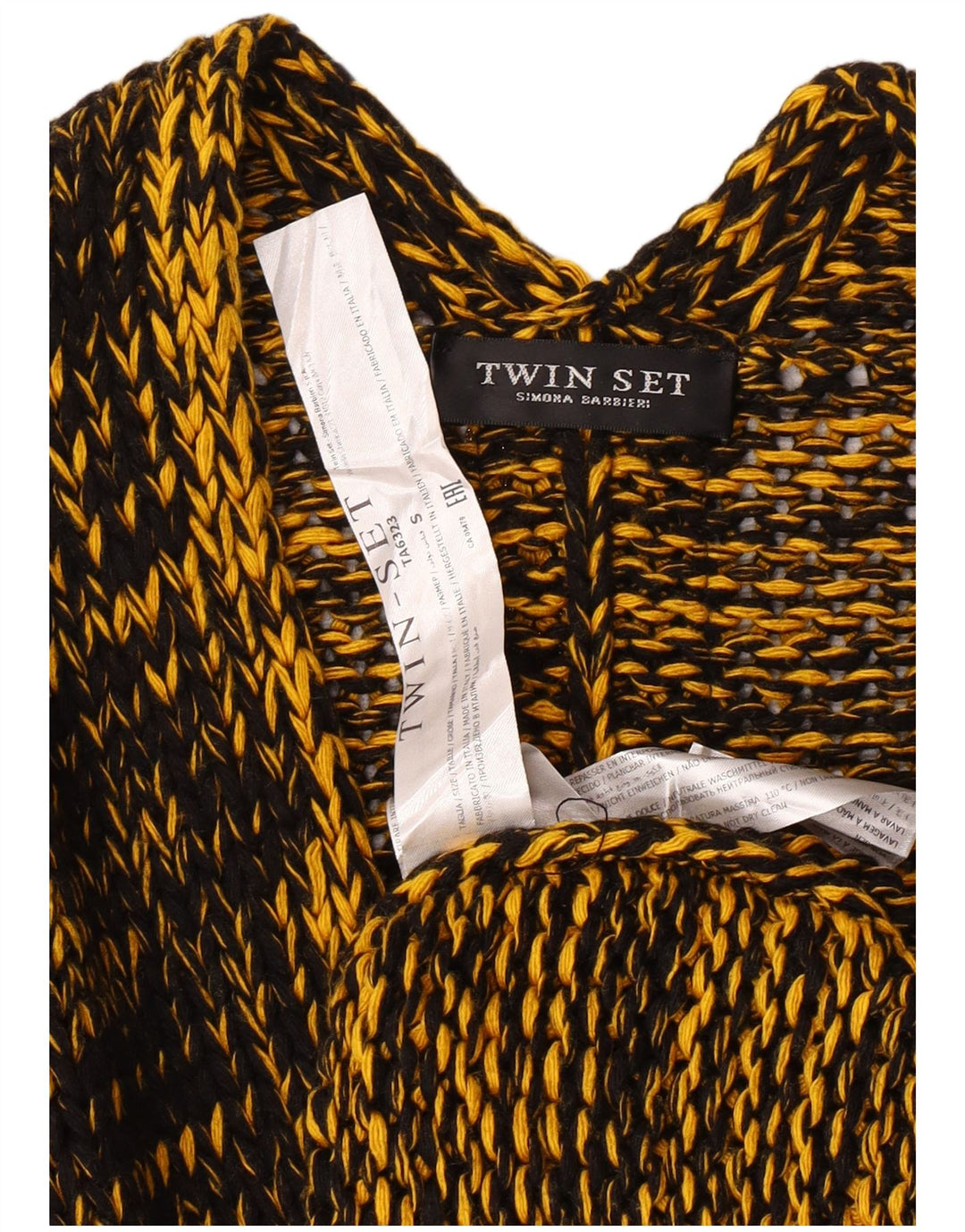 Twinset dame cardigan sweater i overstørrelse UK 10 Lille gul polyamid